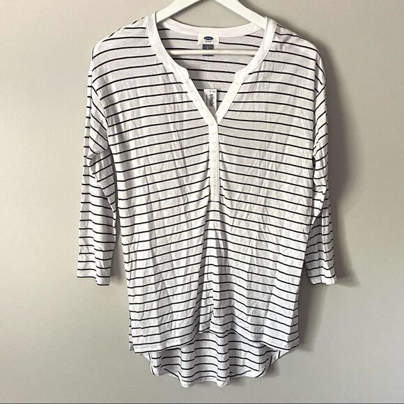 Old navy high low hem striped white black small - Picture 1 of 8